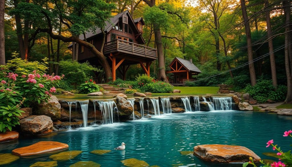 Bachelor and Couple-Friendly Forest Treehouse & Cottage with Private Waterfalls 4 Private waterfalls
